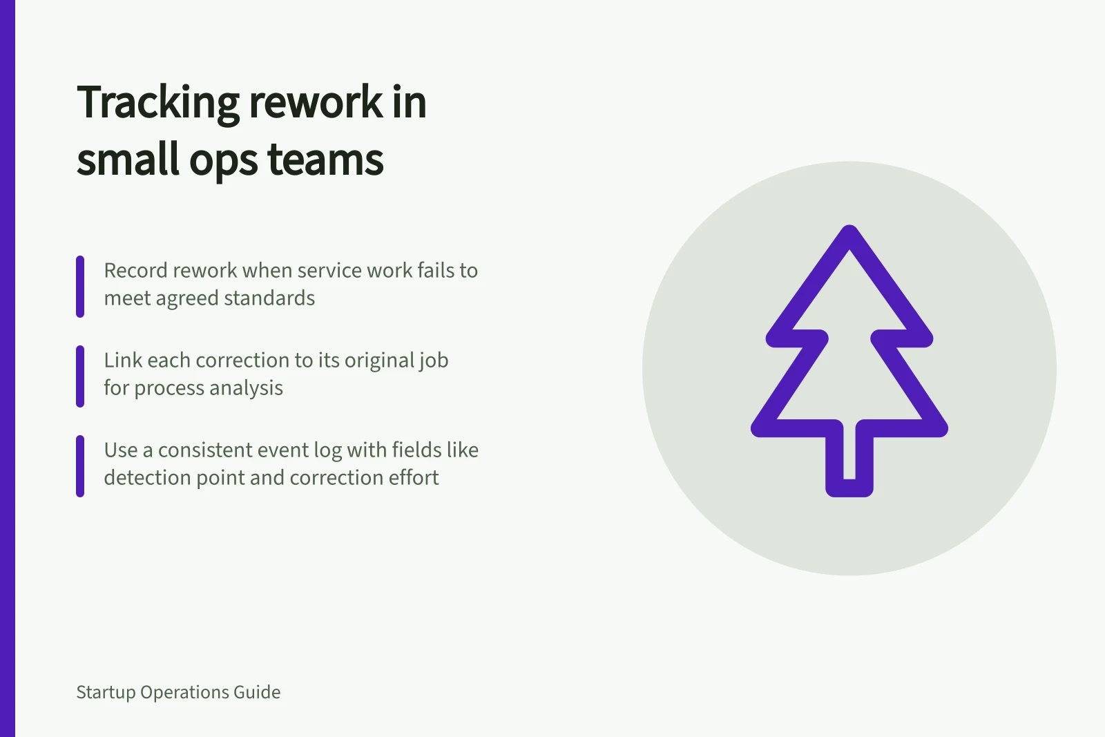 Tracking rework in small ops teams: Record rework when service work fails to meet agreed standards; Link each correction to its original job for process analysis; Use a consistent event log with fields like detection point and correction effort